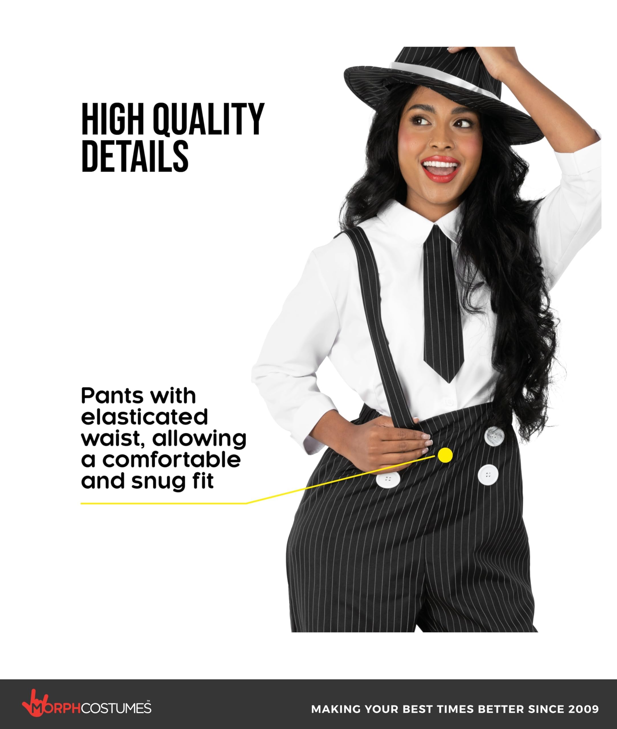 fun shack 20s Gangster Costume for Women, 1920s Mobster Outfit, Halloween Costume for Women - Image 3