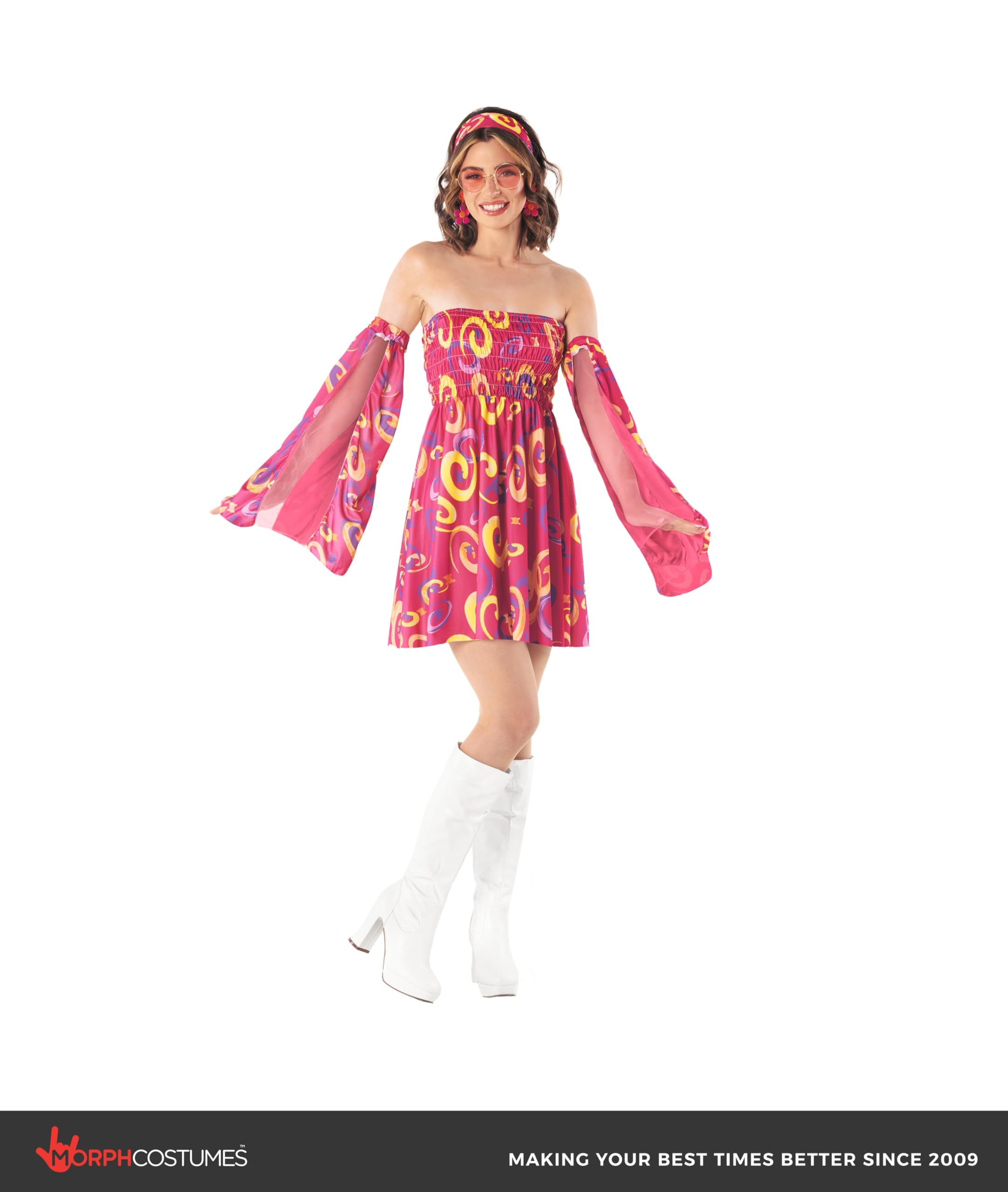 fun shack 70s Fancy Dress Women, Hippy Fancy Dress for Women, Womens Hippie Costume, Gogo Girl Costume Women - Image 3