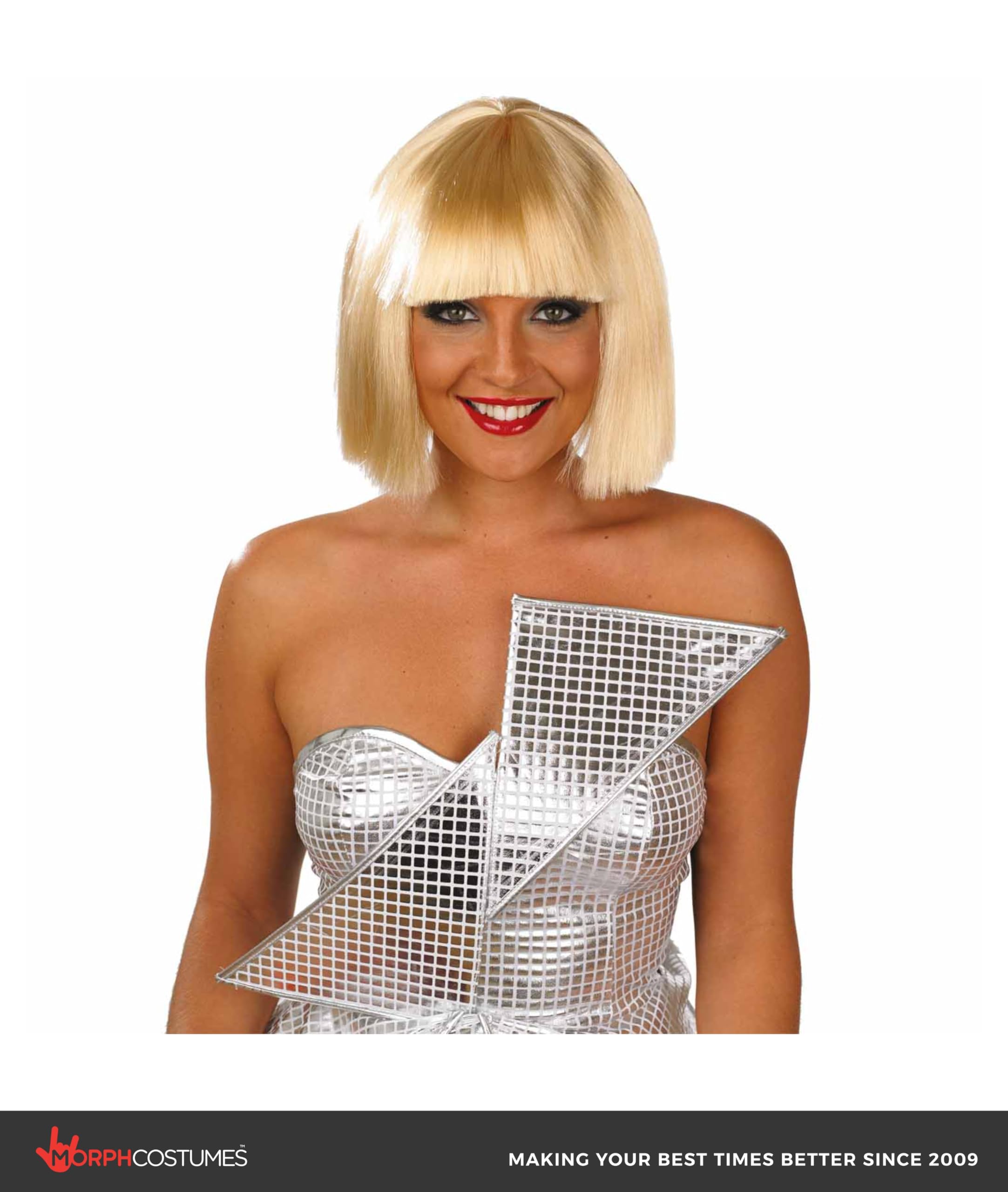 fun shack Blonde Bob Wig, Platinum Short Blonde Wig, Synthetic Pop Diva Wig - Image 3