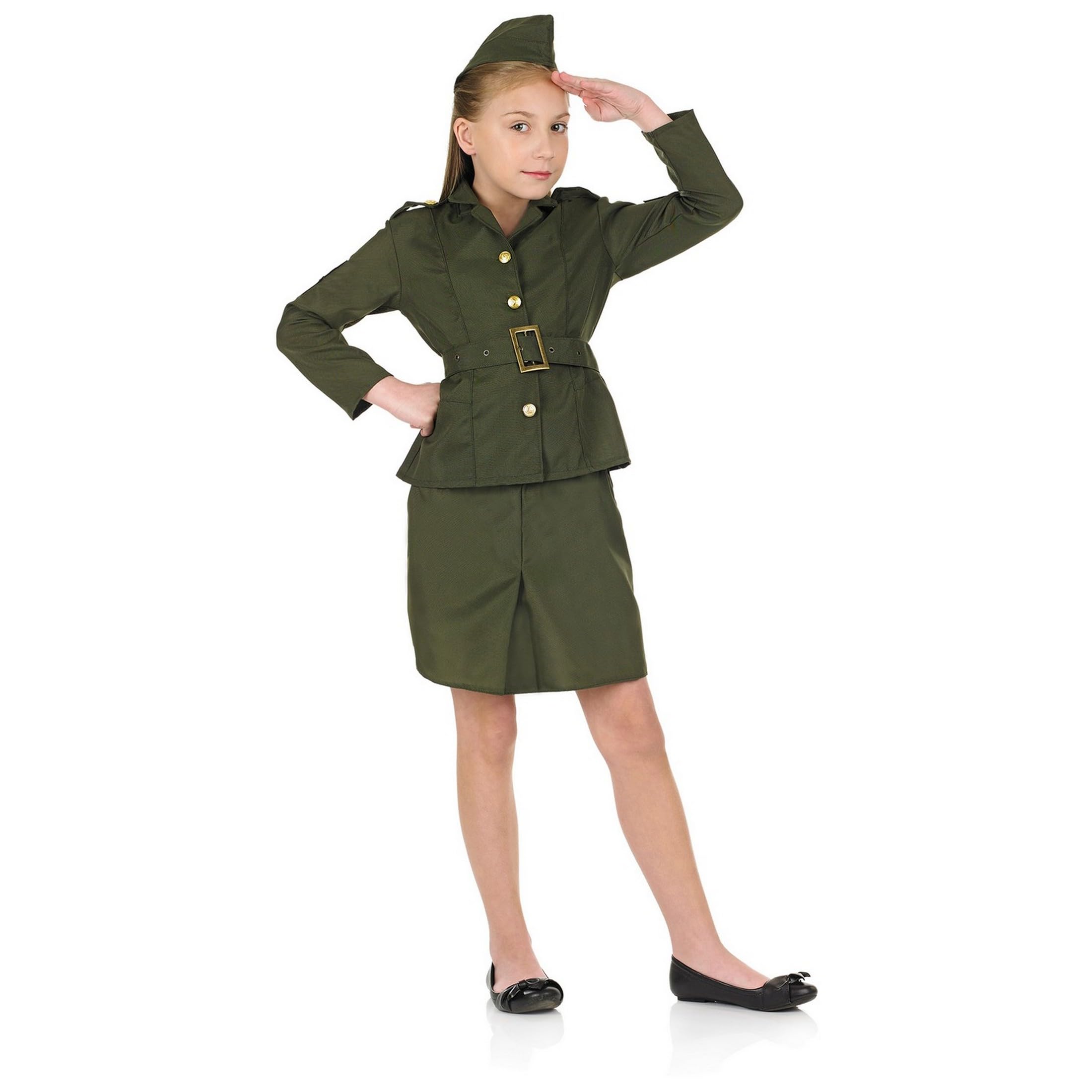 fun shack Girls Army Costume, WW2 Costume Kids, Girls Military Costumes, Book Character Day Costume - Image 5