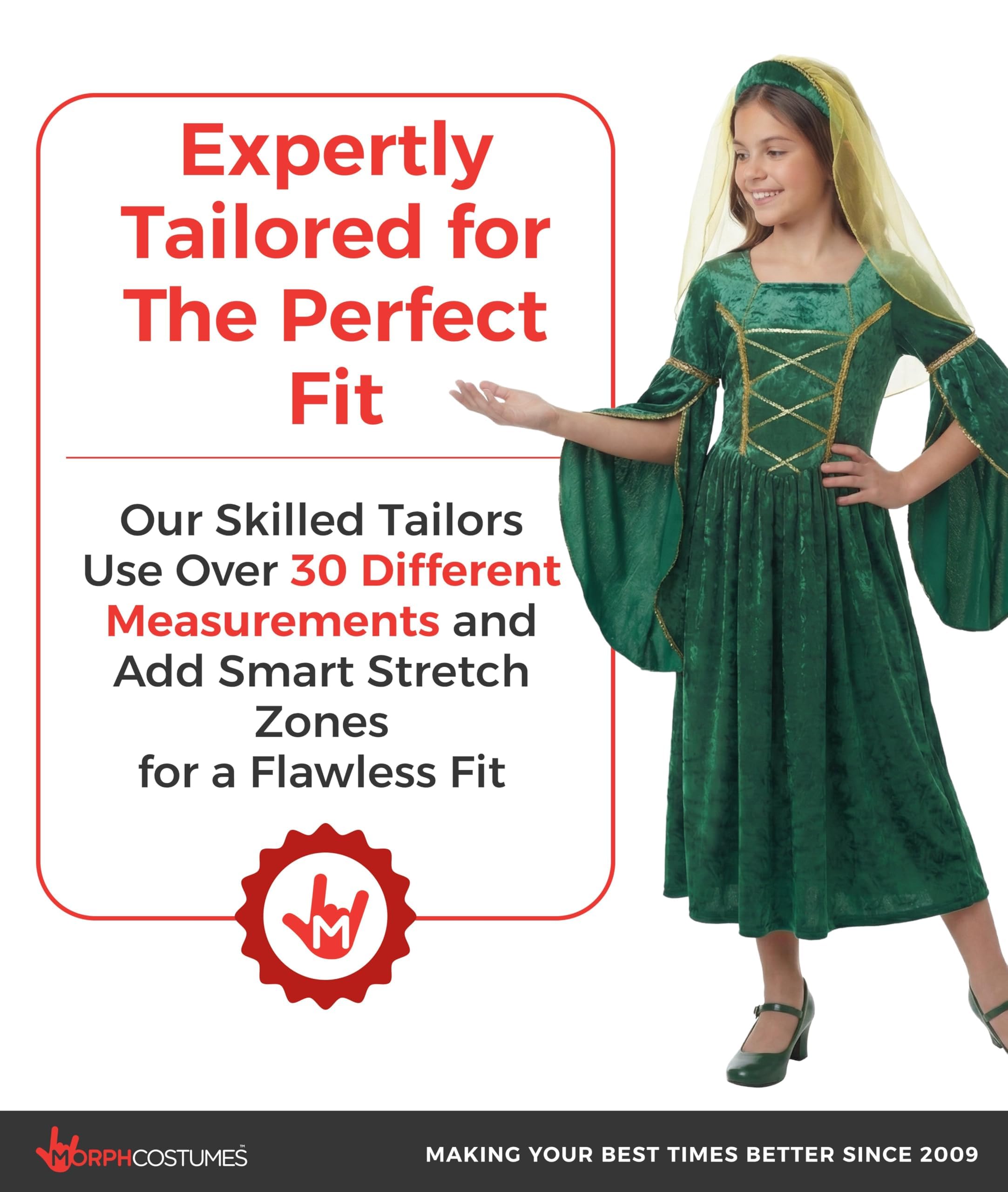 fun shack Green Girls Renaissance Costume, Medieval Costume Girls, Kids Princess Costumes, Book Characters Costumes for Kids - Image 7