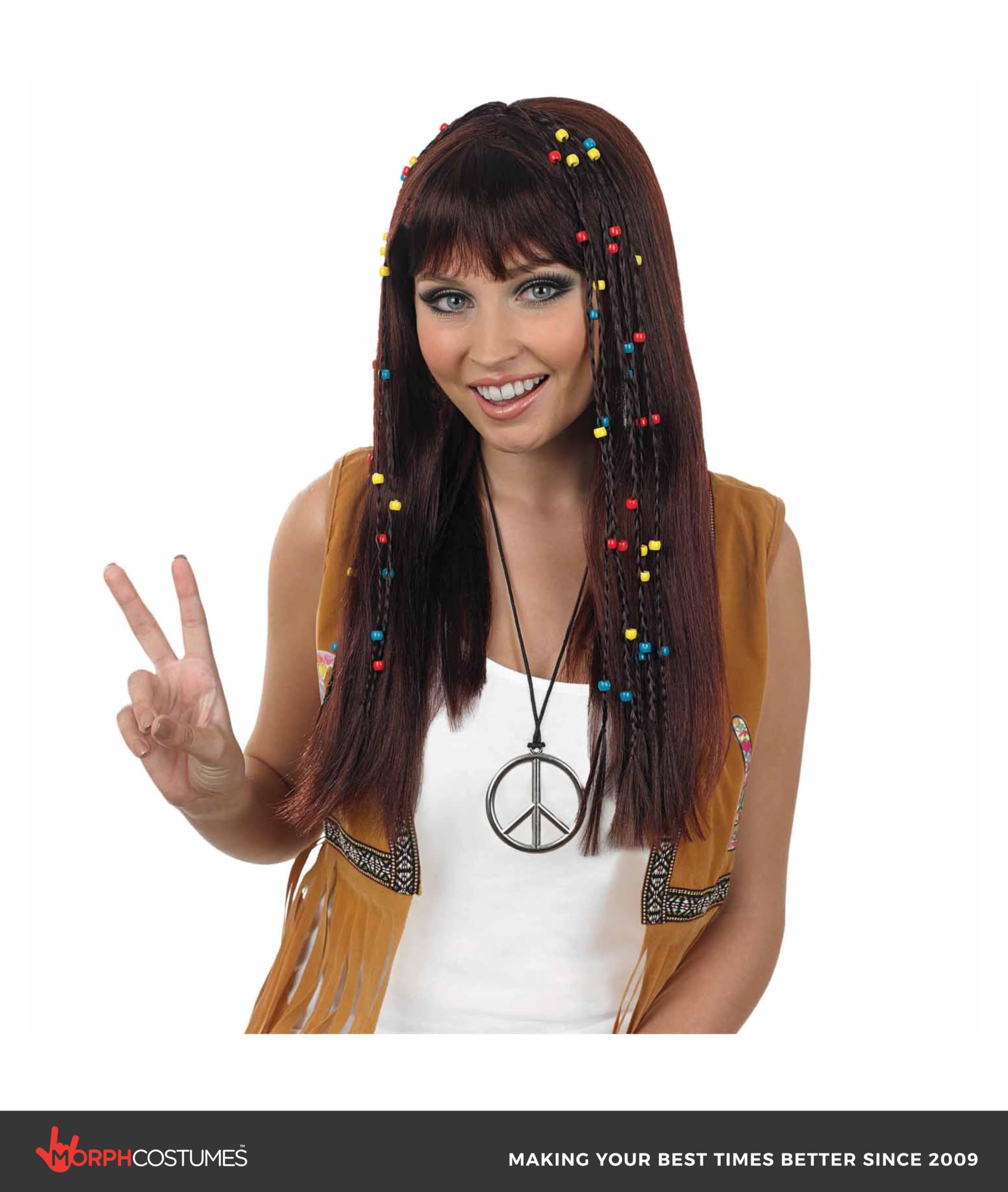 fun shack Hippie Wig Braided Black Wig Accessories Halloween Costumes For Women - Image 3