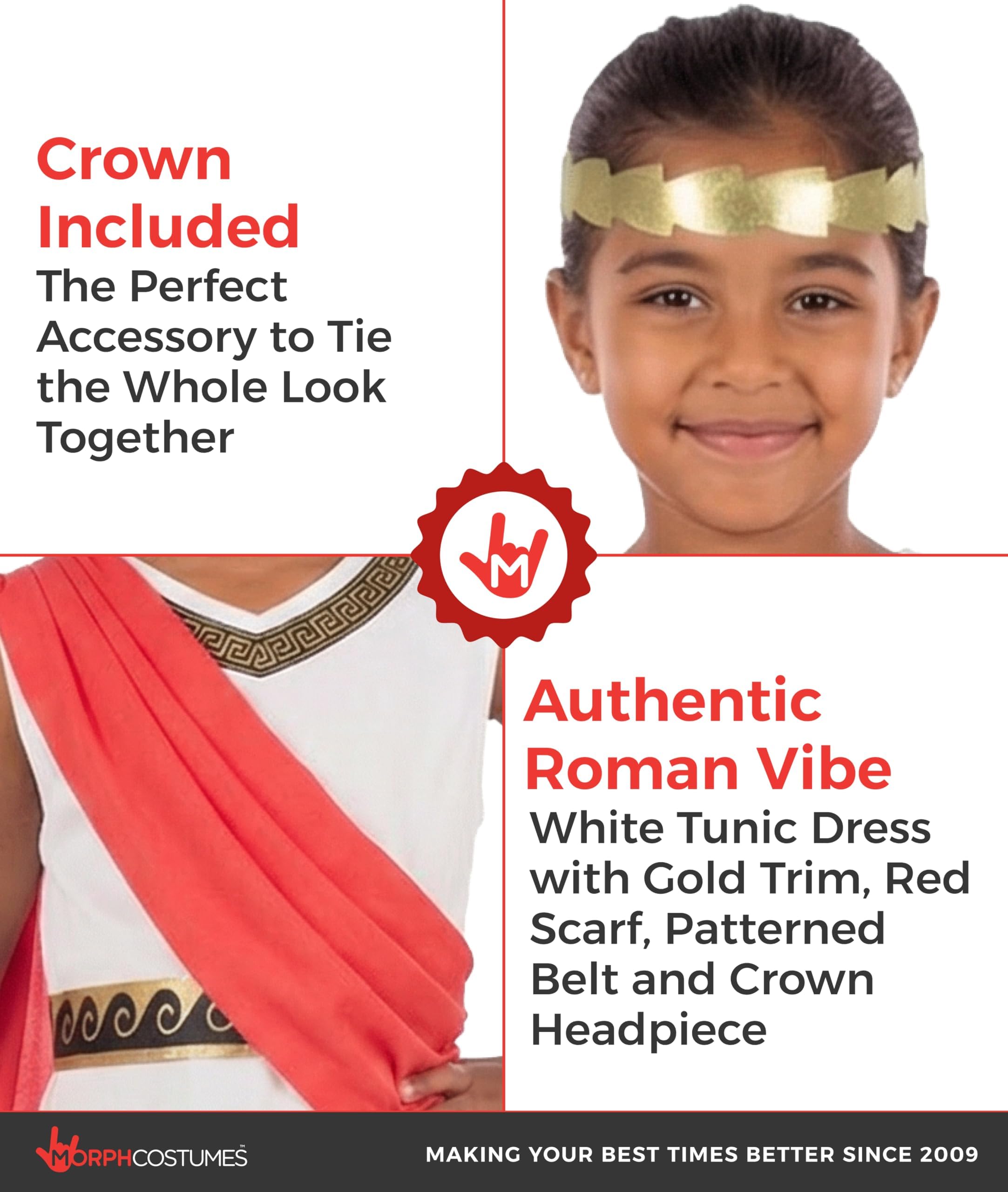 fun shack Kids Greek Goddess Costume for Girls, Athena Costume for Kids, Girls Goddess Outfit, Mythical Dress, Small - Image 3