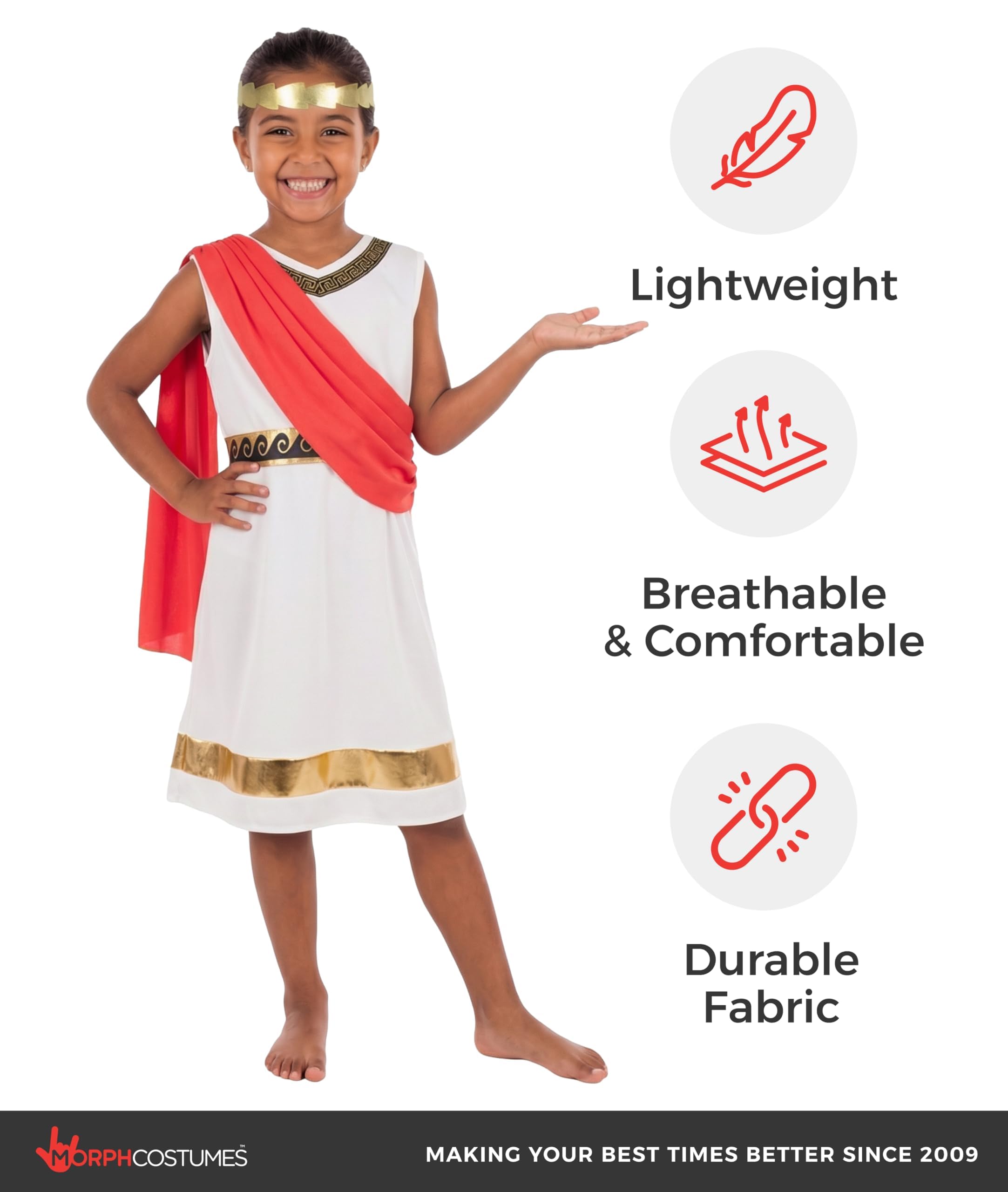 fun shack Kids Greek Goddess Costume for Girls, Athena Costume for Kids, Girls Goddess Outfit, Mythical Dress, Small - Image 4