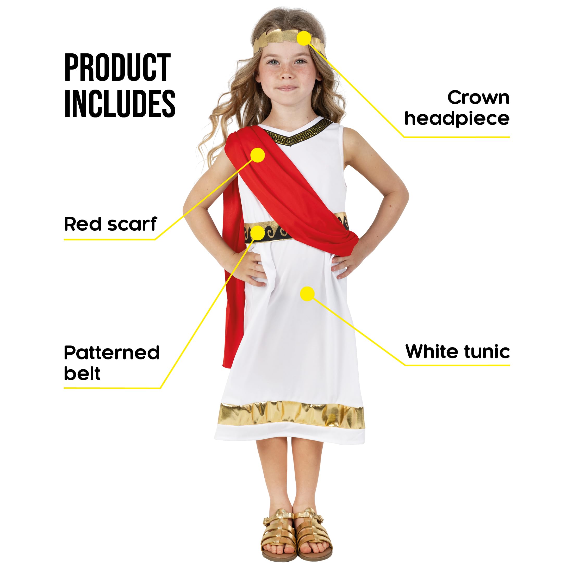 fun shack Kids Greek Goddess Costume for Girls, Athena Costume for Kids, Girls Goddess Outfit, Mythical Dress, Small - Image 9