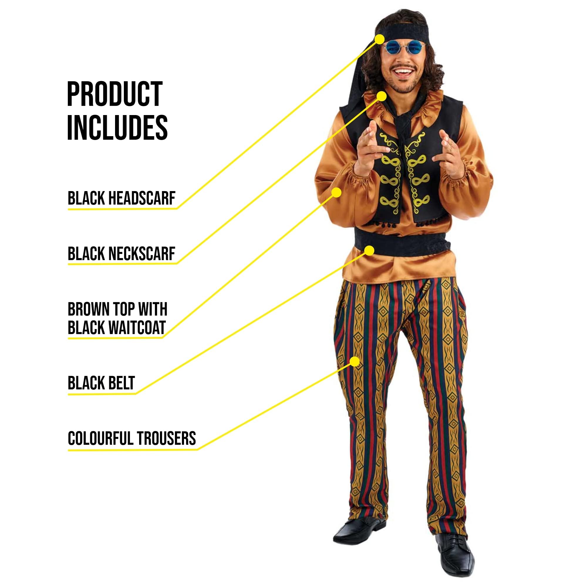 fun shack Mens Rockstar Costume 60s Popstar Halloween Costumes for Men - Image 3