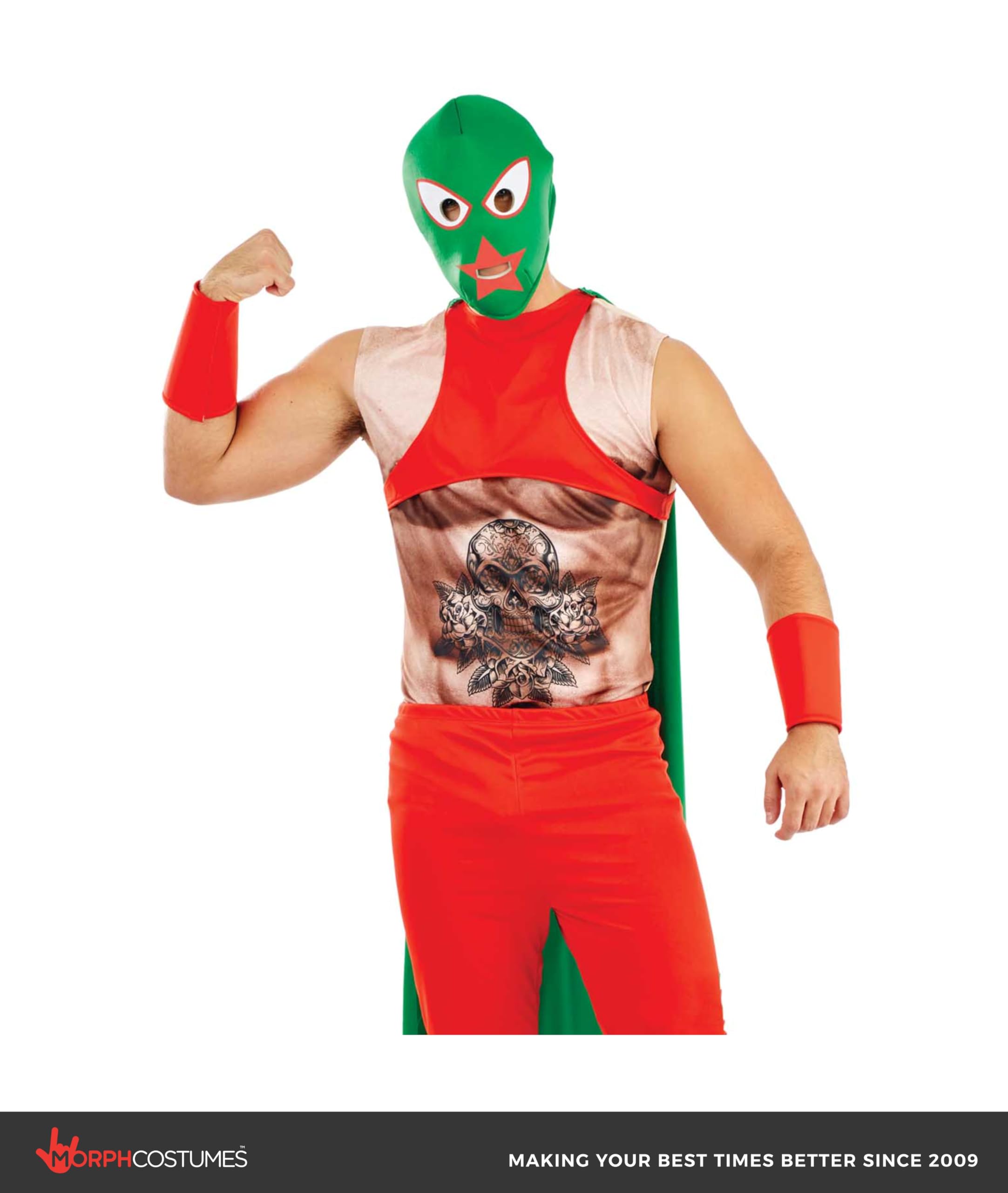 fun shack Mexican Wrestler Costume Adult, Lucha Libre Cape, Pro Wrestler Costume Men, Luchador Costume Adult With Mask - Image 4