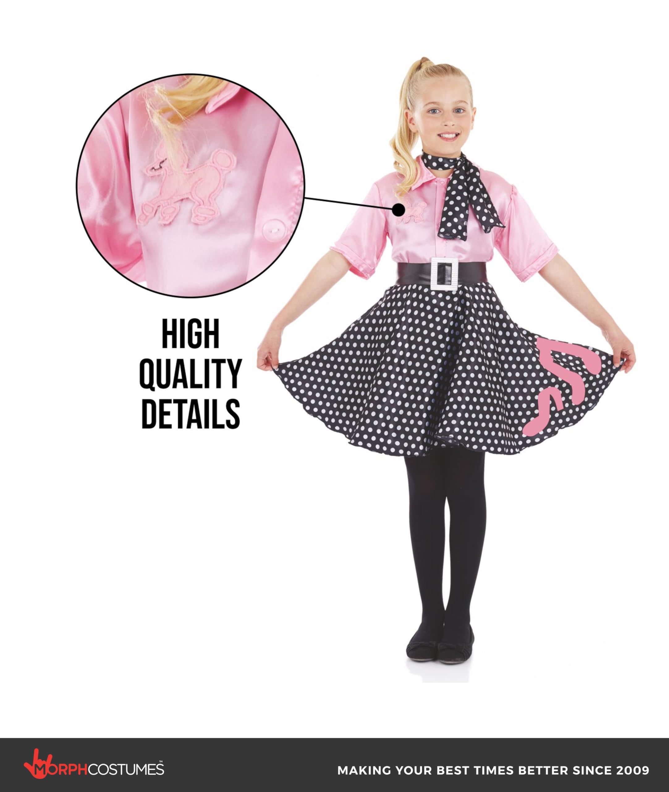 fun shack - Poodle Skirts for Girls, 50s Outfit for Girl, Poodle Skirt, Halloween Costumes for Girls, Kids Halloween Costumes, Small - Image 3