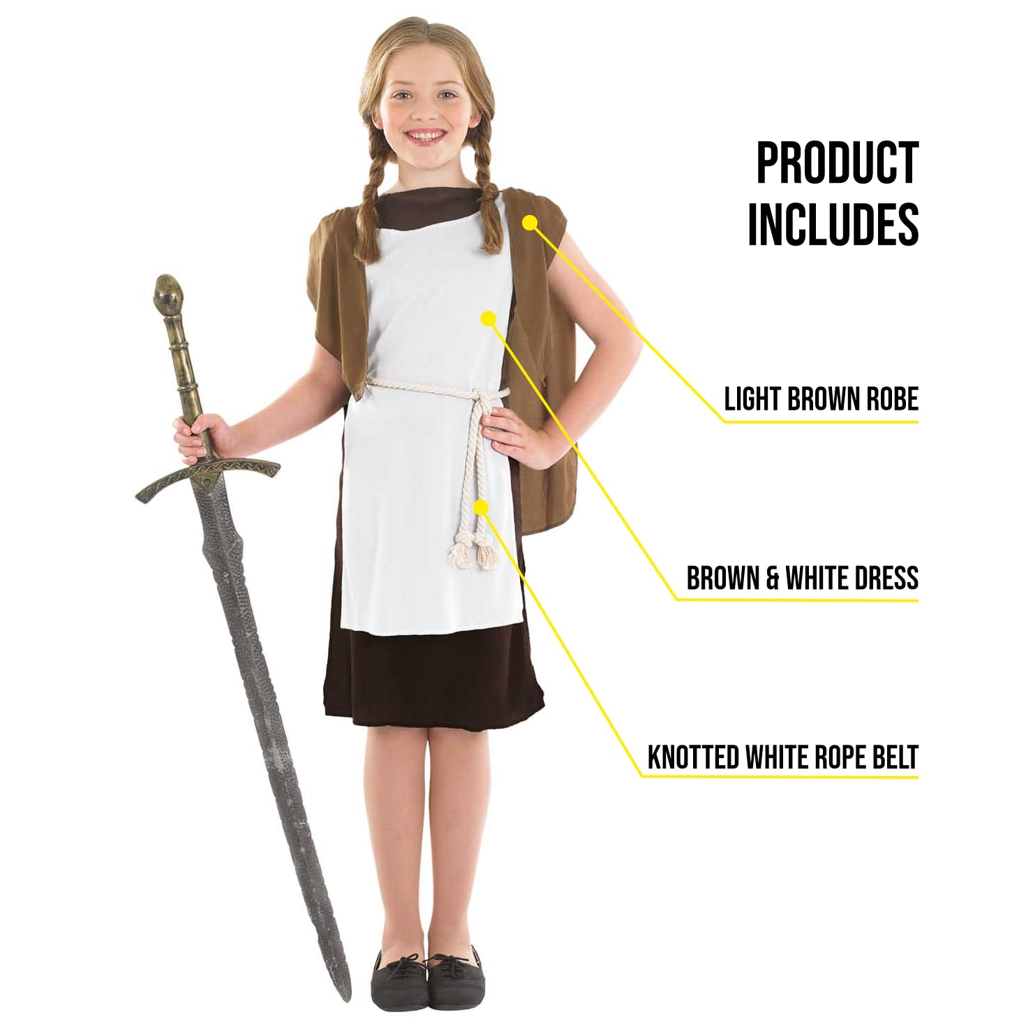 fun shack Viking Costume Kids, Girls Viking Costume, Viking Girl Costume, Warrior Costume Girls, Viking Costume for Girls, Medium - Image 3