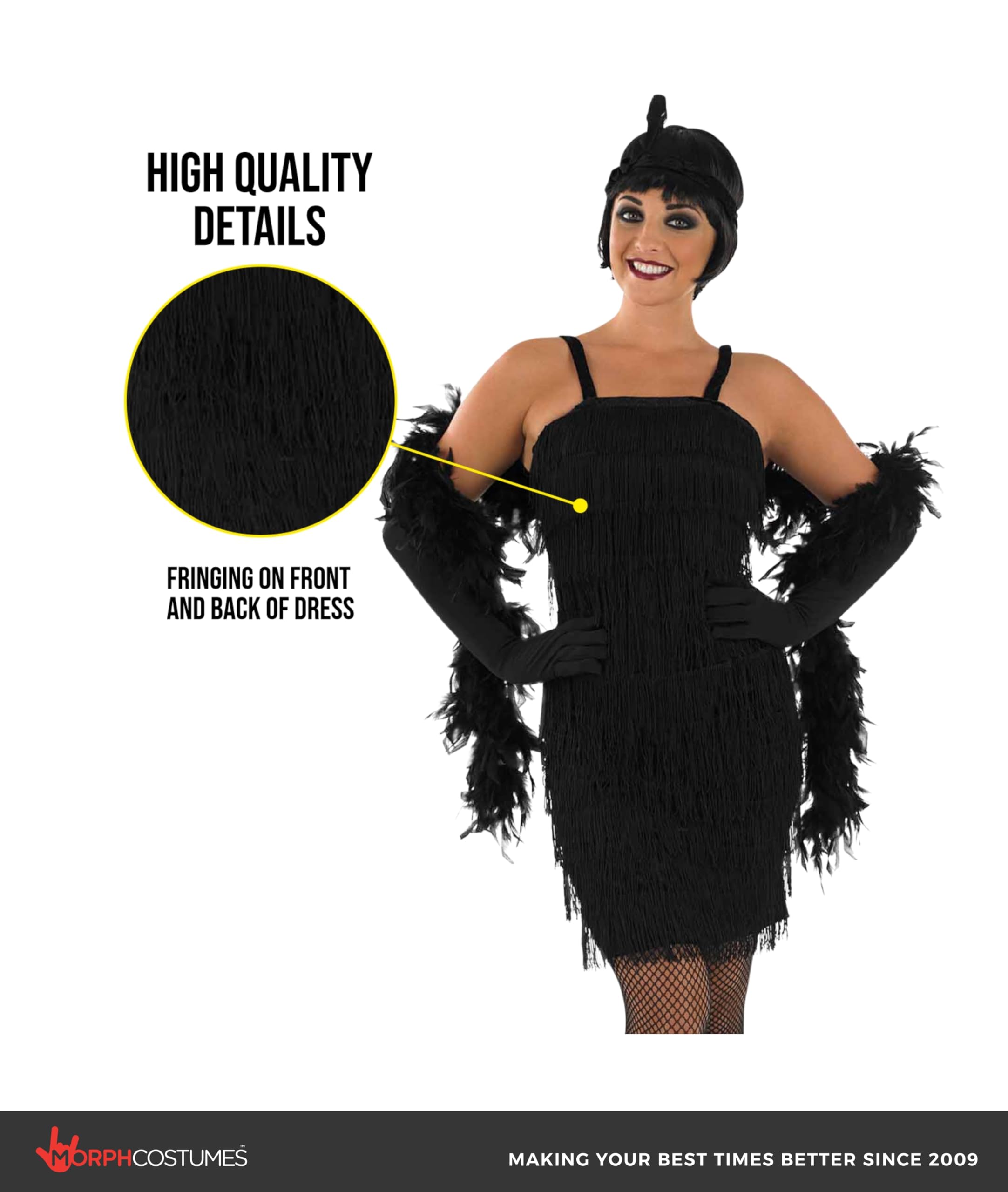 fun shack Womens Flapper Costume Black Dress Decades 20s Costumes For Women - Image 3
