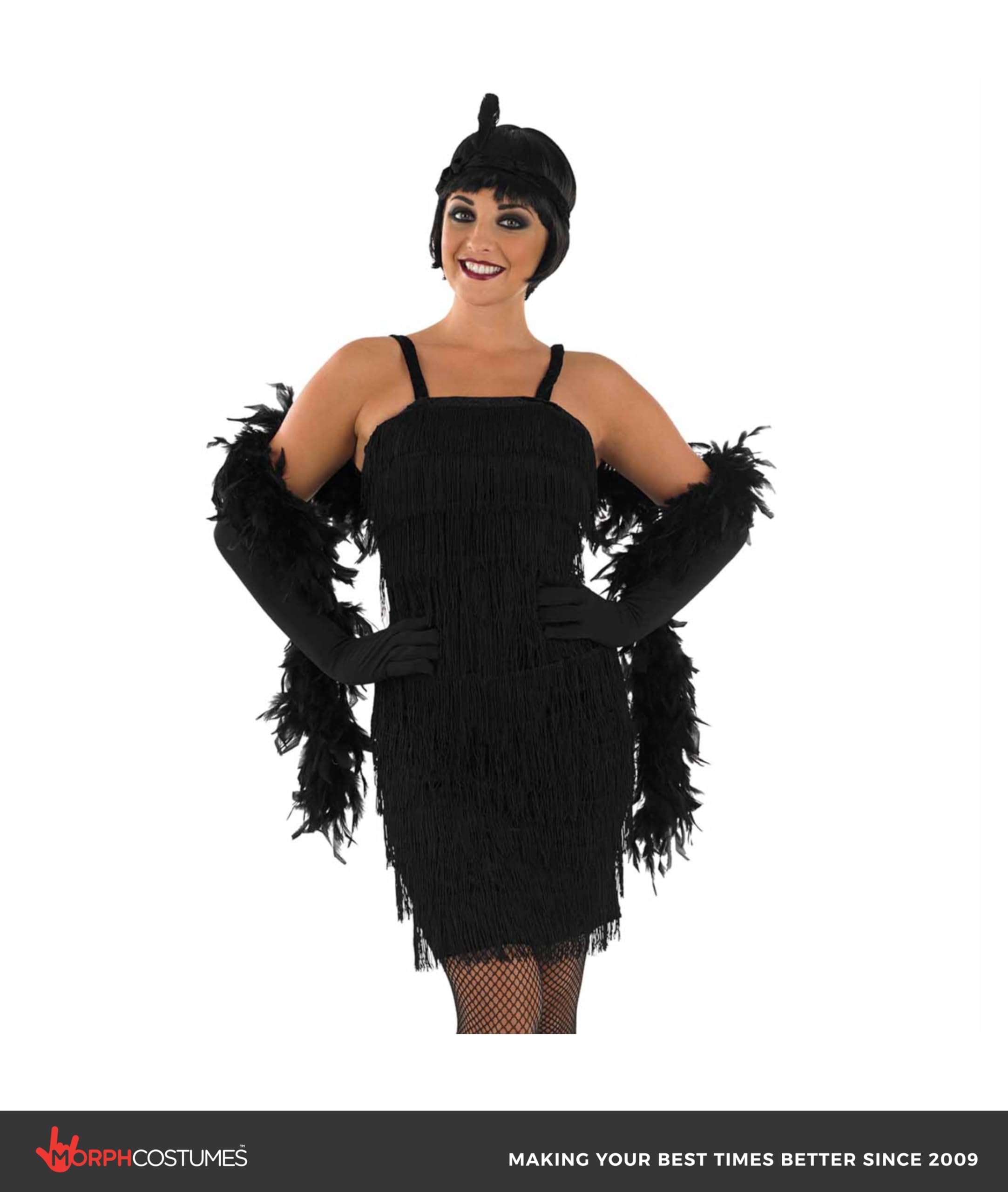fun shack Womens Flapper Costume Black Dress Decades 20s Costumes For Women - Image 5