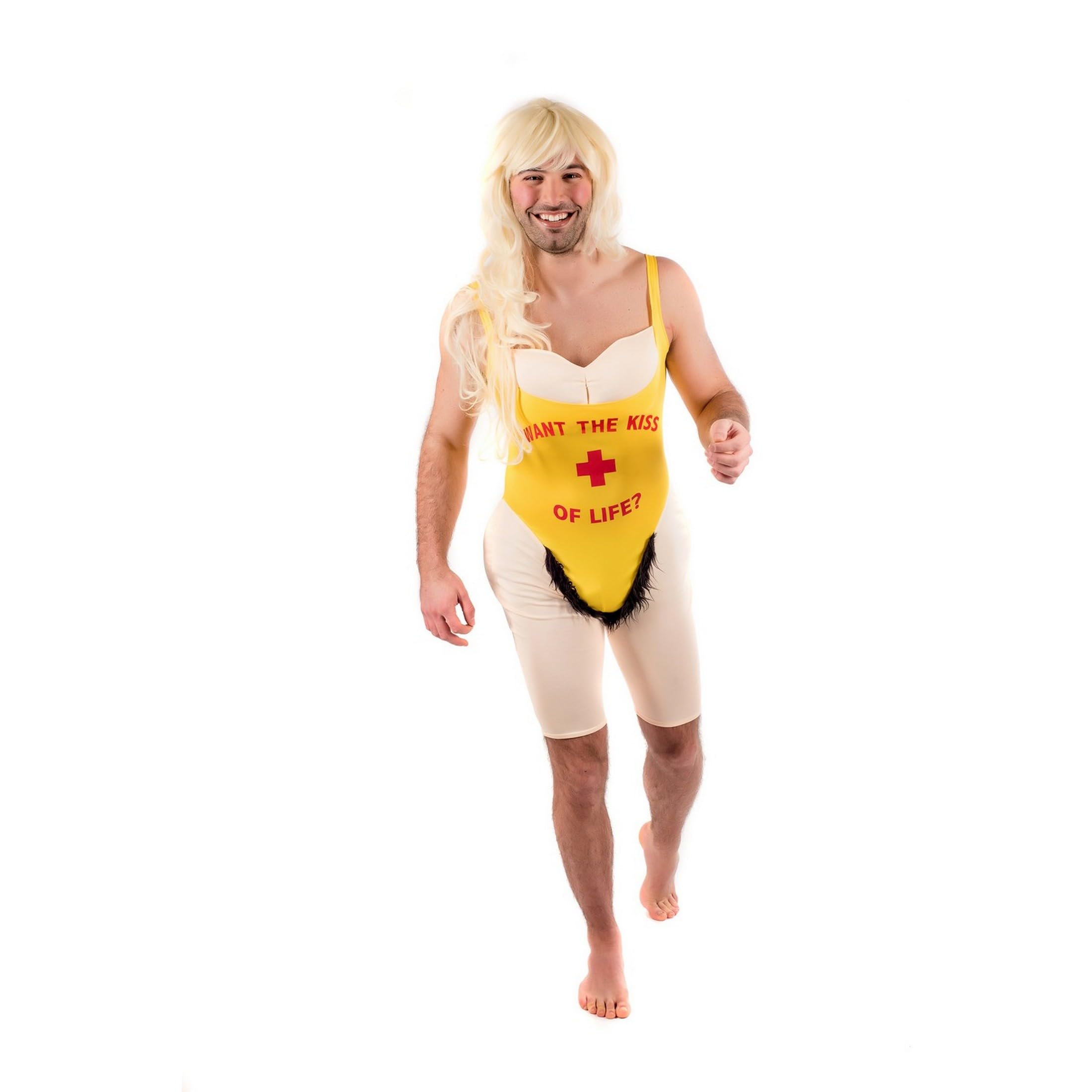 Mens Yellow Swimsuit Adults Lifeguard Bachelor Party Fun Novelty Outfit - Image 5