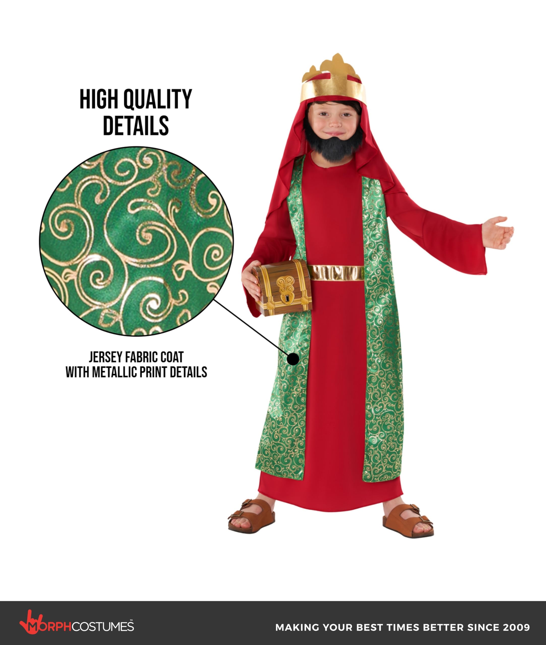 Morph 3 Wise Men Costume Kids, Biblical Nativity Costume, Catholic Saint Outfit, Three Kings Dress Up - Image 3