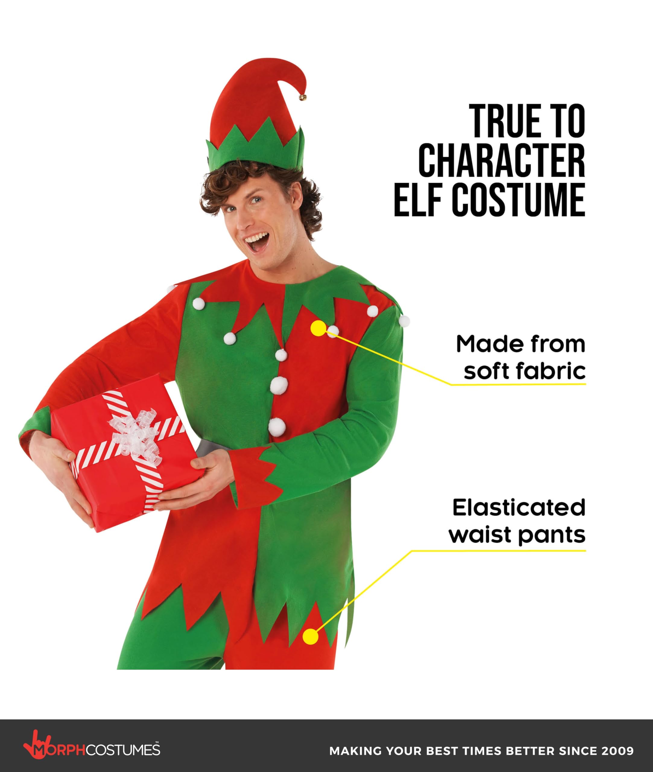 Morph Adult Elf Costume, Elf Men Costume, Christmas Costumes For Men, Adult Christmas Costumes - Image 3
