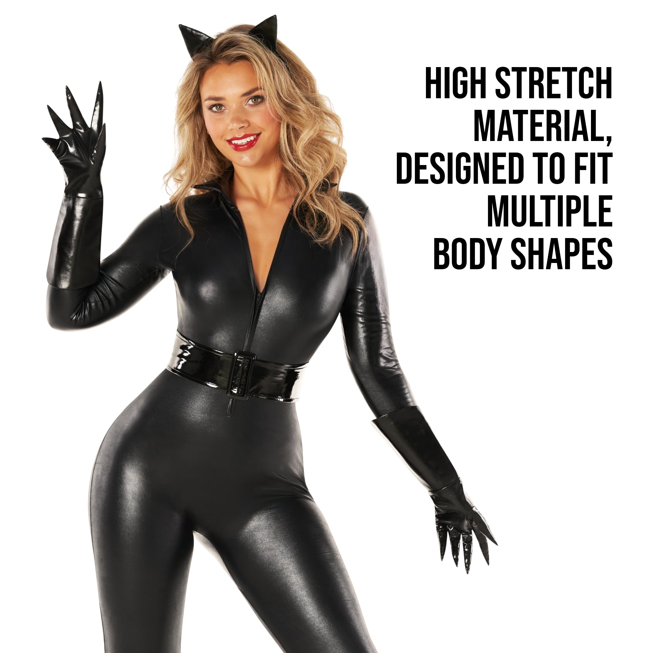 Morph Black Cat Woman Costume Outfit, Black Catsuit For Women Jumpsuit, Cat Costumes For Women, Womens Halloween Costumes - Image 3