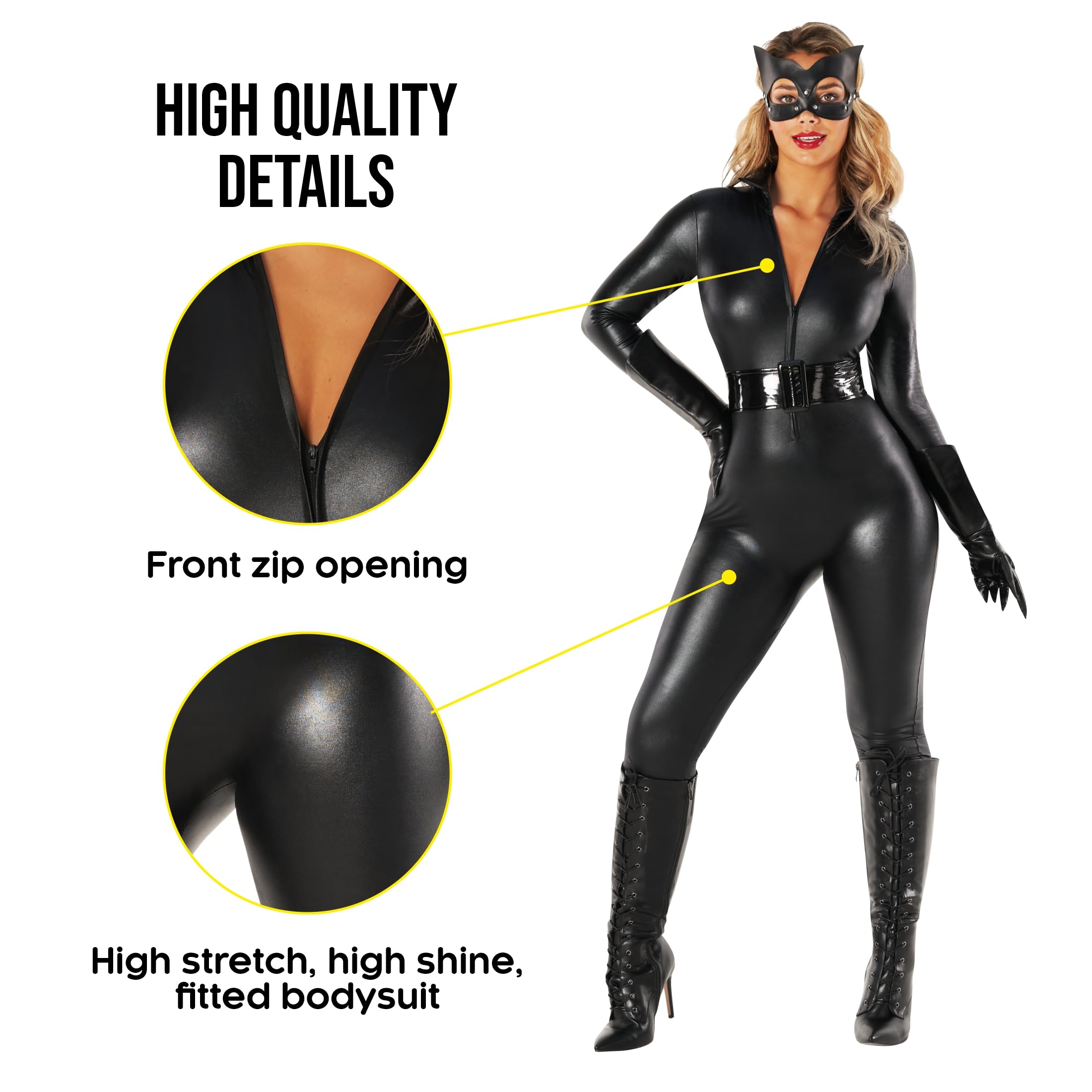 Morph Black Cat Woman Costume Outfit, Black Catsuit For Women Jumpsuit, Cat Costumes For Women, Womens Halloween Costumes - Image 4