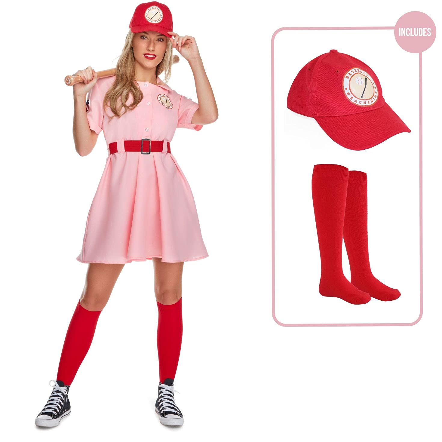 Morph Costumes Womens Baseball Costume Pink Dress Halloween Costumes For Women - Image 3