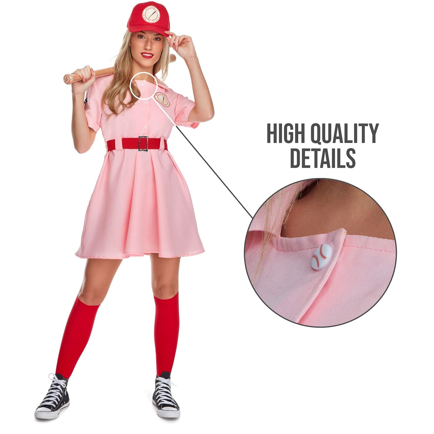 Morph Costumes Womens Baseball Costume Pink Dress Halloween Costumes For Women - Image 4
