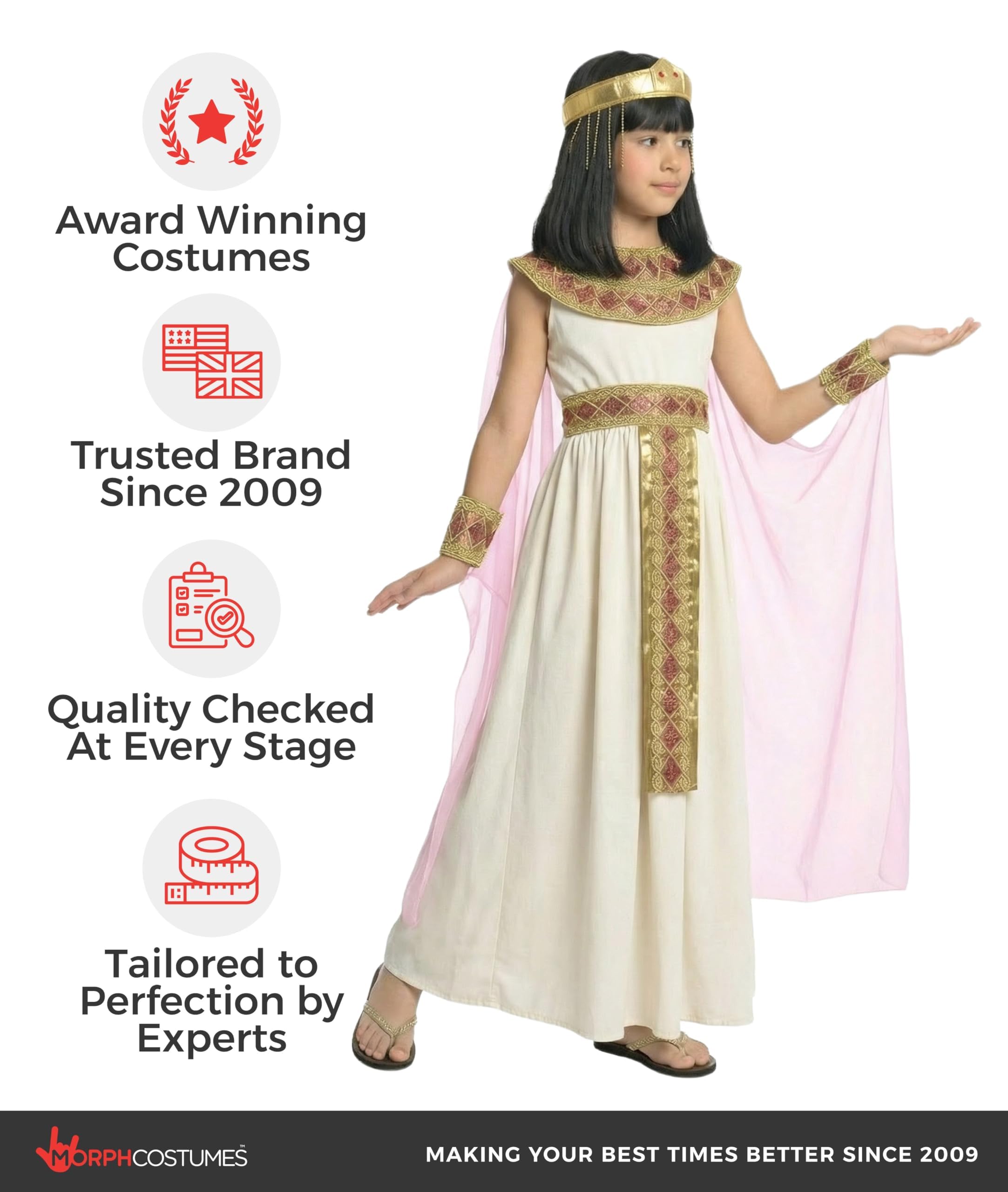 Morph Pink Cleopatra Costume for Girls, Egyptian Dress, Greek Goddess Costumes Kids, Cleopatra Costume Kids - Image 5