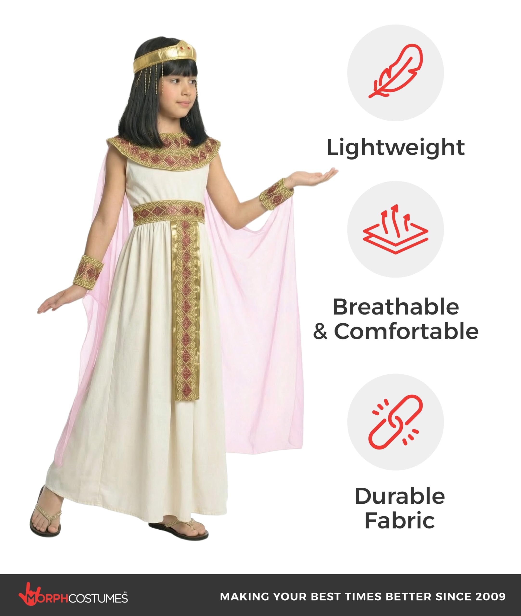 Morph Pink Cleopatra Costume for Girls, Egyptian Dress, Greek Goddess Costumes Kids, Cleopatra Costume Kids - Image 7