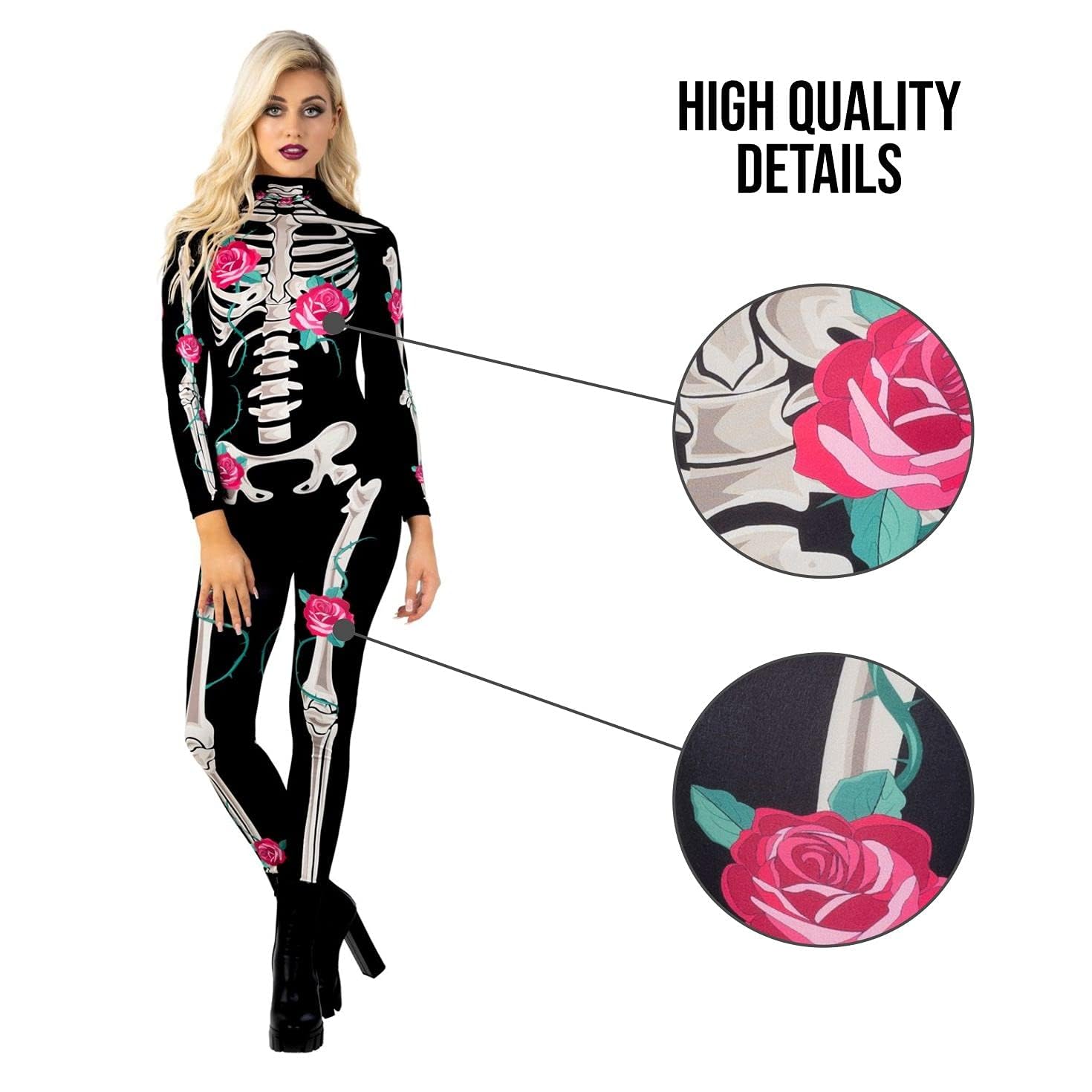 Morph, Skeleton Bodysuit Women Adult Skeleton Costume Women Halloween Skeleton Costumes For Women - Image 4
