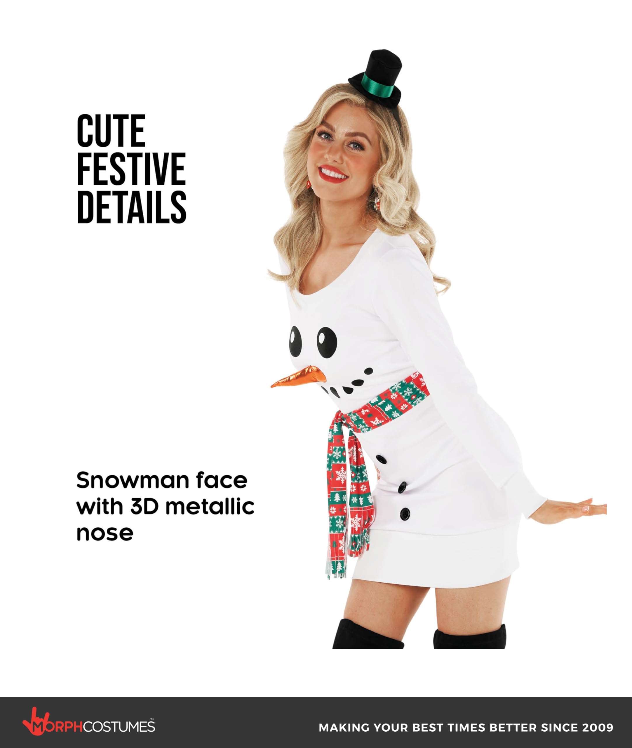 Morph Snowman Costume Women, Snowman Costume Adult, Snow Man Dress, Christmas Costumes For Women, Christmas Sweater Dress - Image 3