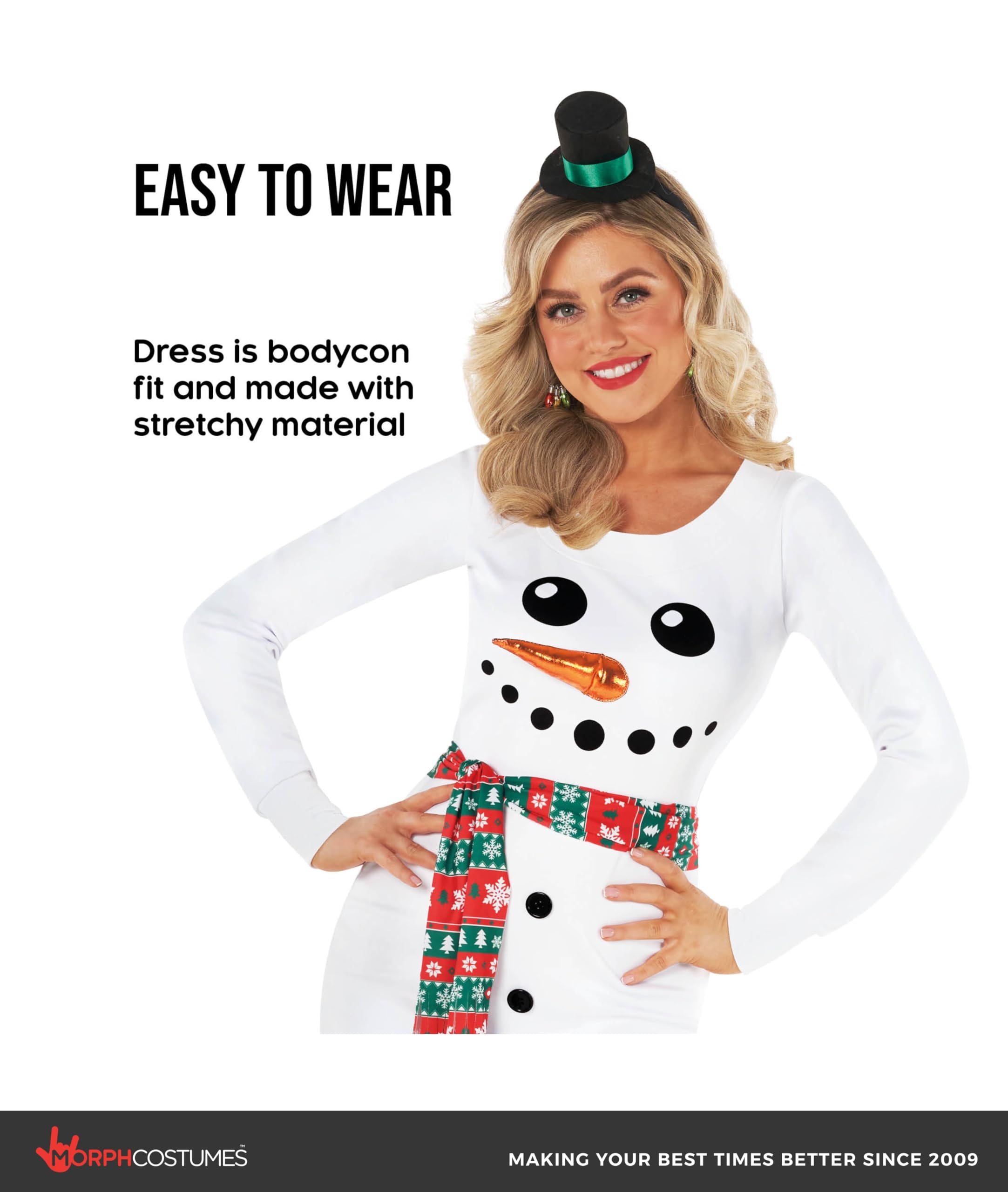 Morph Snowman Costume Women, Snowman Costume Adult, Snow Man Dress, Christmas Costumes For Women, Christmas Sweater Dress - Image 4