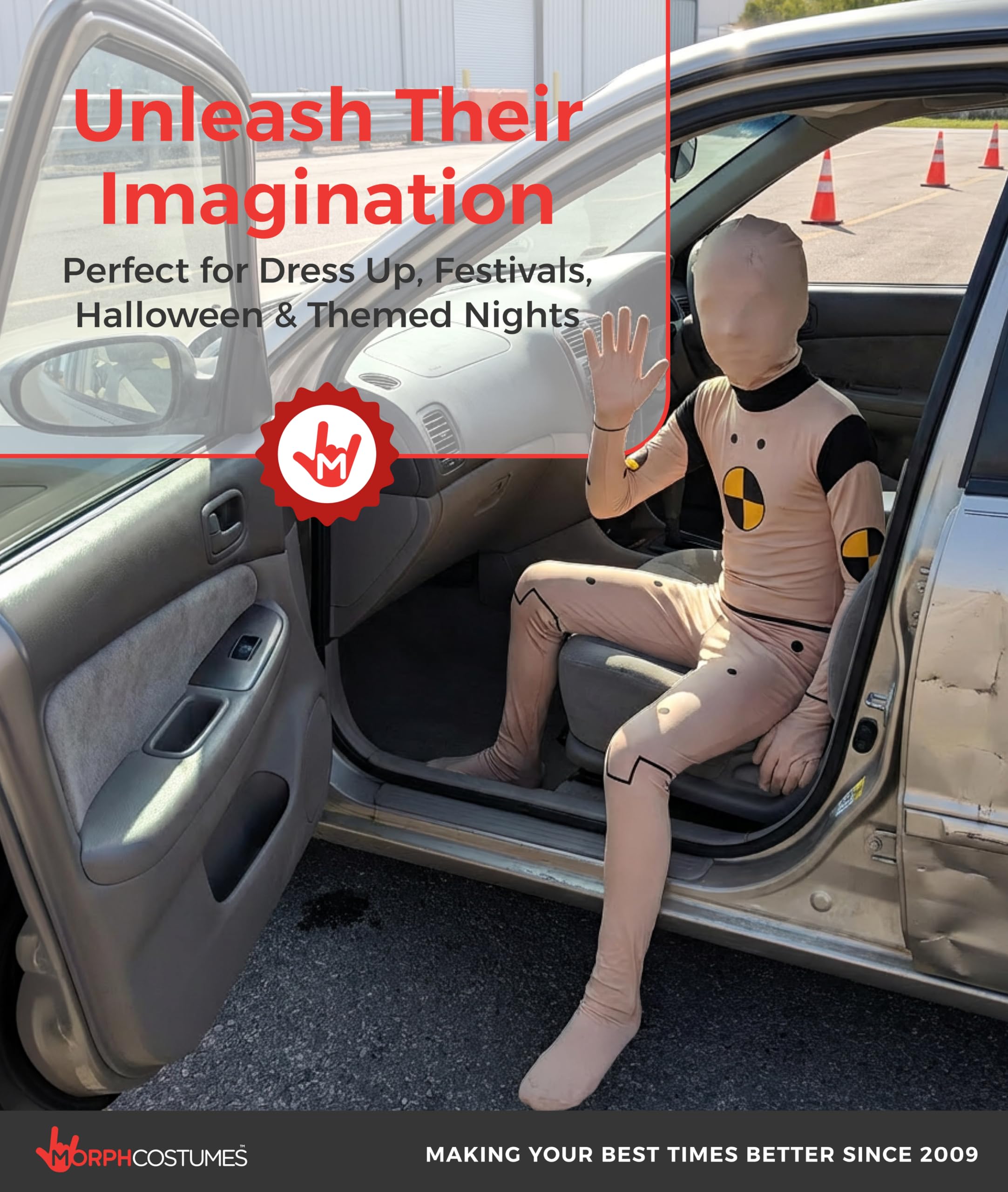 Morphsuits Kids Crash Test Dummy Fancy Dress Costume - Size Small 3'0" - 3'5" (91cm-104 cm) (Model: KPCRDS) - Image 7