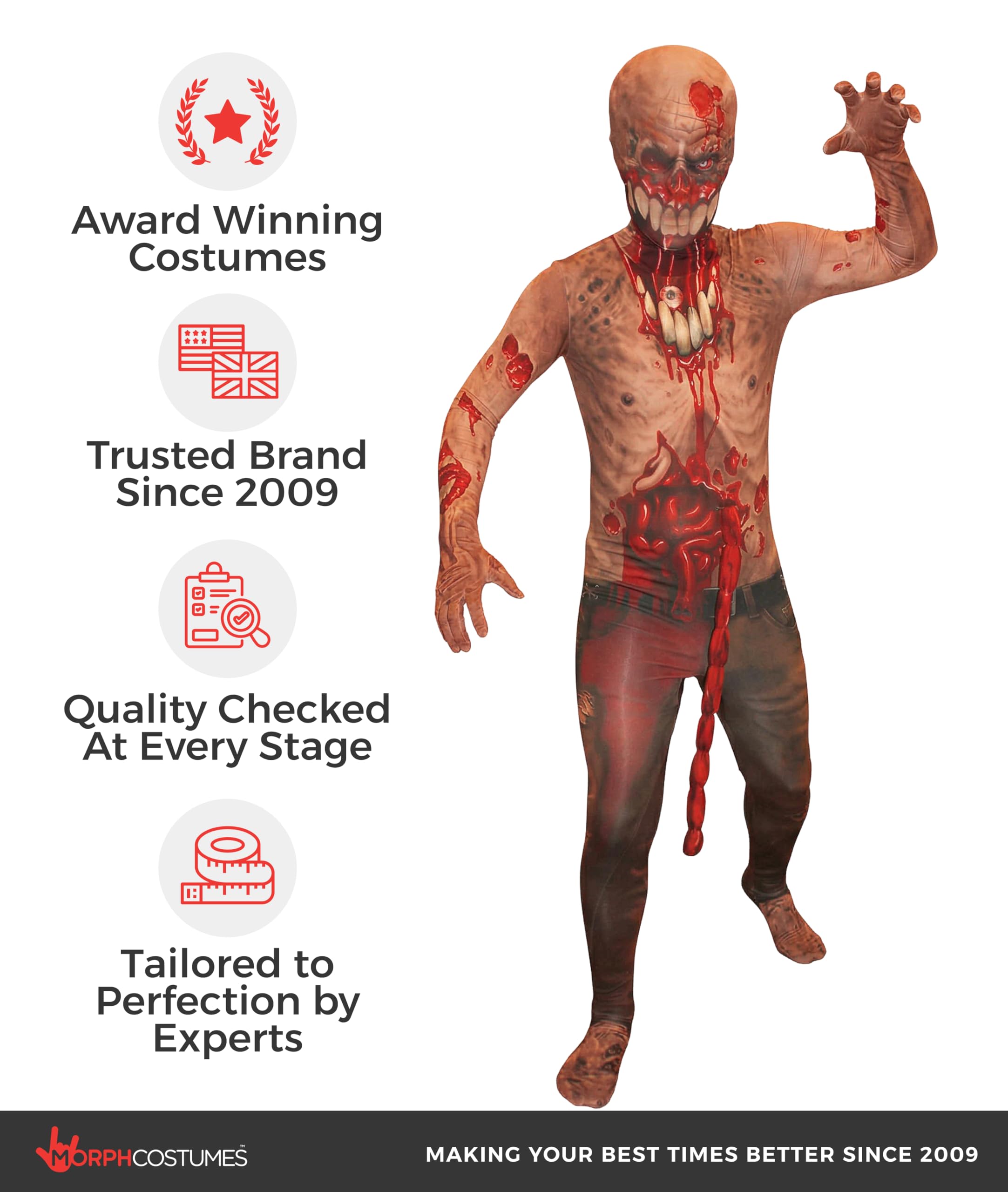 Morphsuits Kids Exploding Guts Zombie Monster Costume - Small 3'-3'5 / 6-8 Years - Image 5