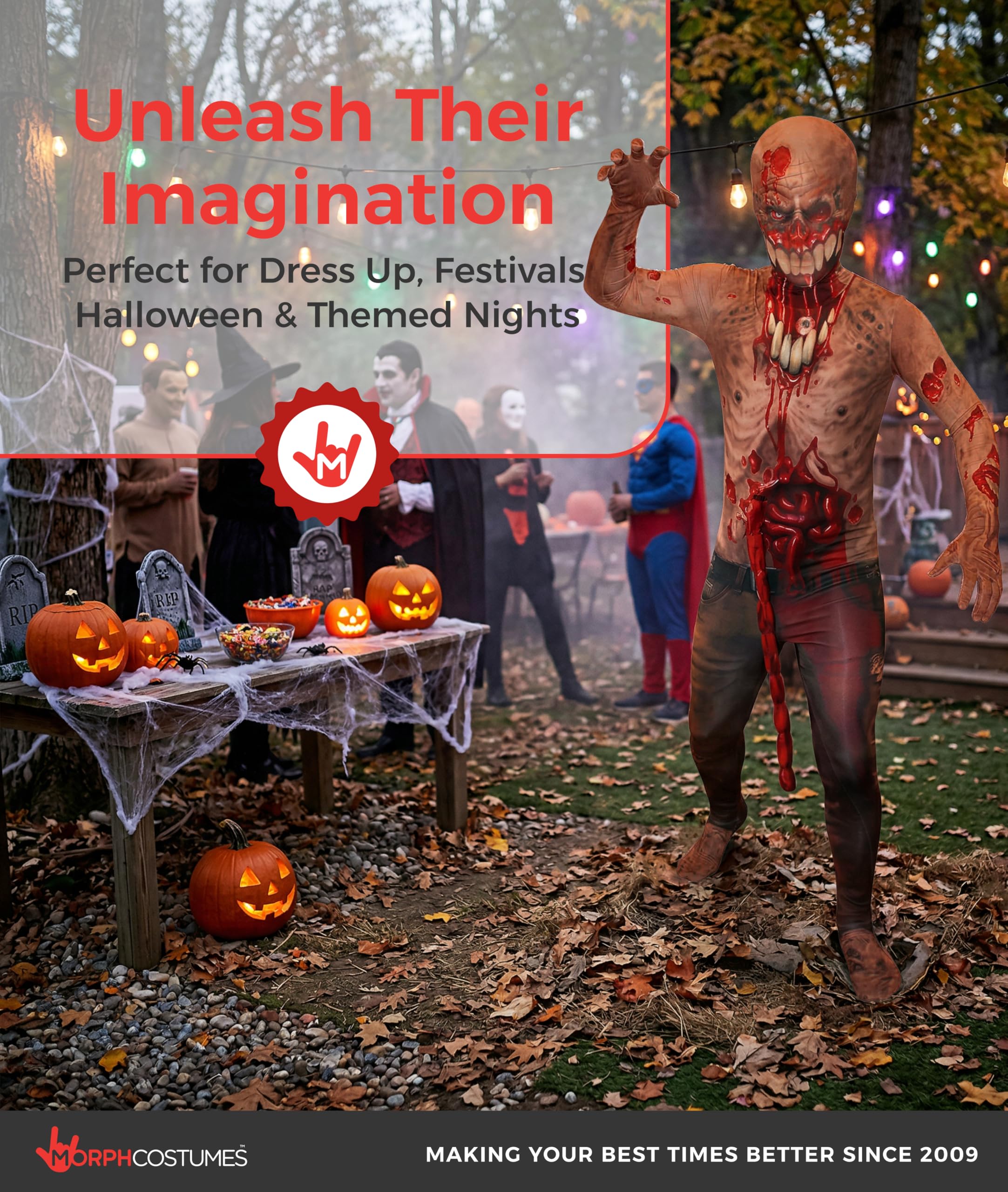 Morphsuits Kids Exploding Guts Zombie Monster Costume - Small 3'-3'5 / 6-8 Years - Image 6