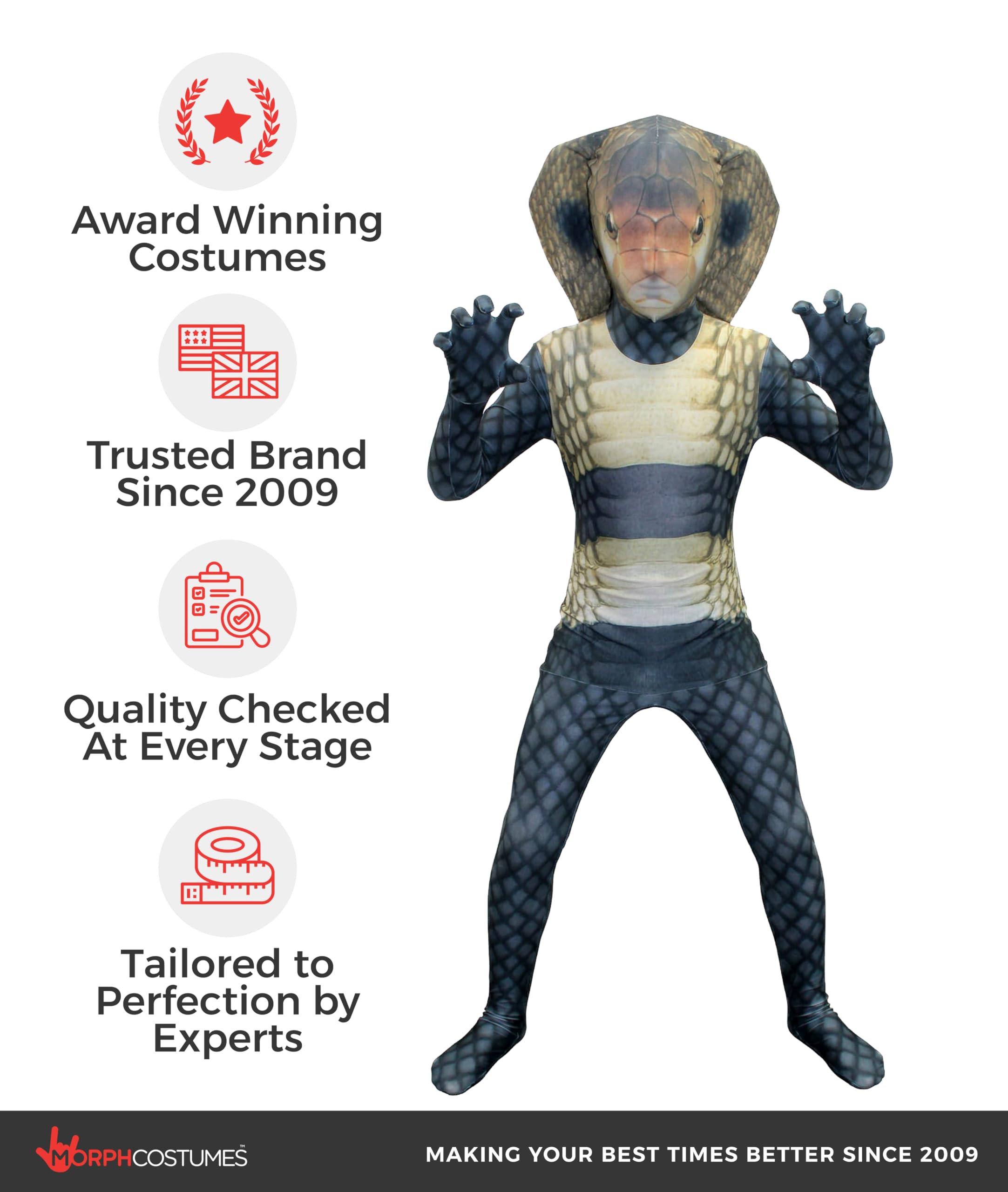 Morphsuits Morph Cobra Kids, Cobra Morph Suit, Kids Cobra Costume, Snake Costume Kids, King Cobra Costume Kids - Image 5