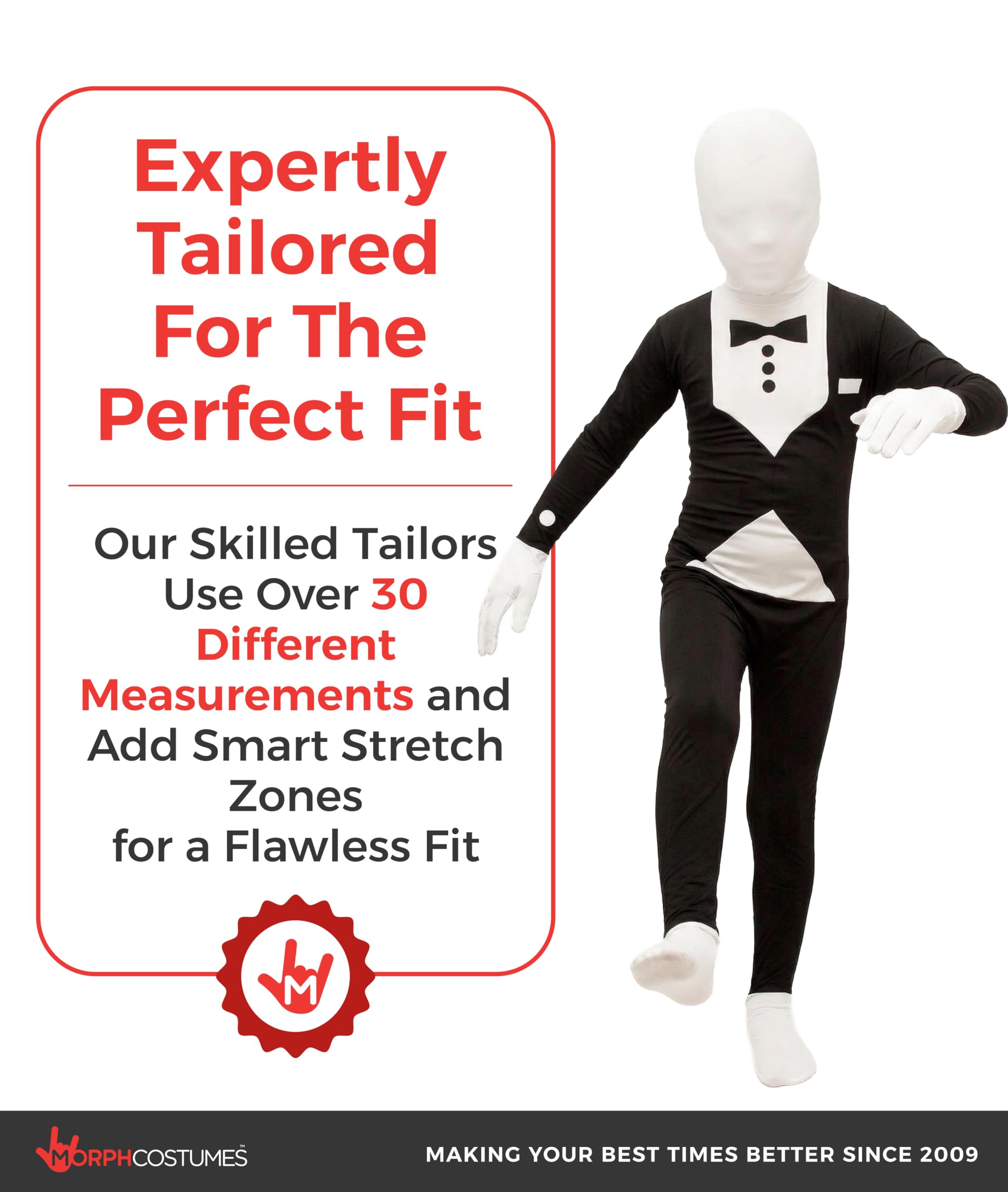 Morphsuits Tuxedo Kids Black Morph Suit, Boys Black Morph Suit, Kids Black Bodysuit Costume, Zentai Suit Scary Costumes Kids - Image 3